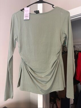 wild fable Sage Green Long Sleeve Side-Ruched Top